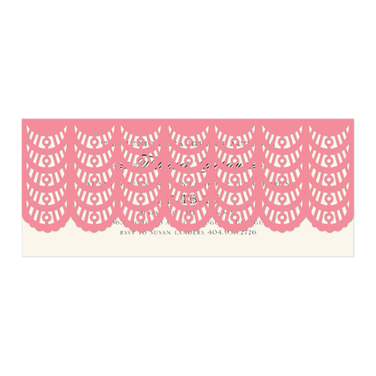 a pink and white border with a pattern on it.
