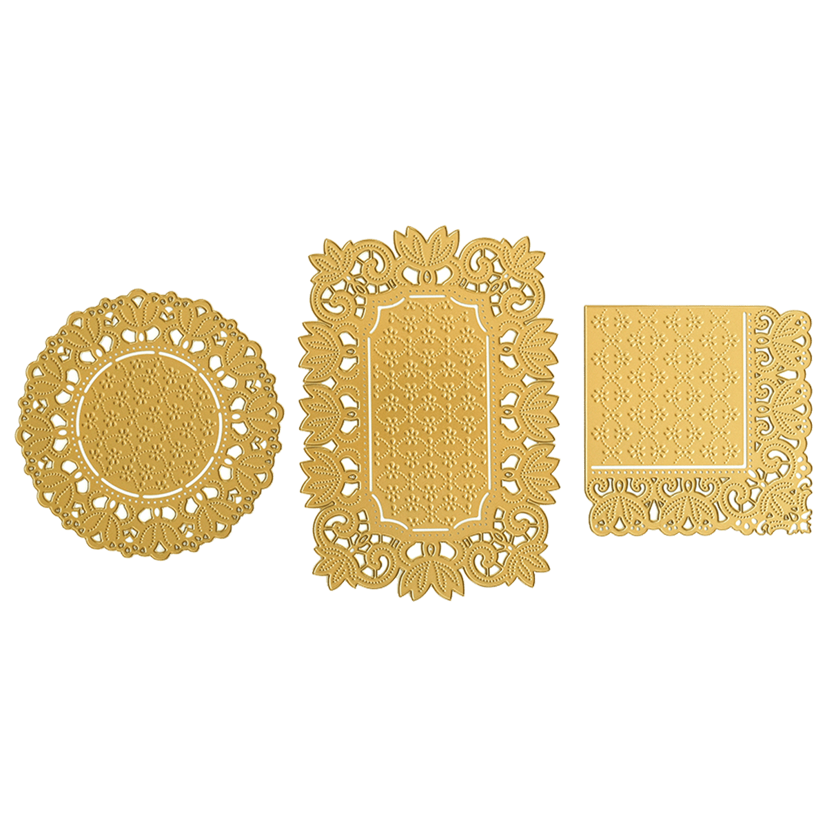 a set of three place mats and a place mat.