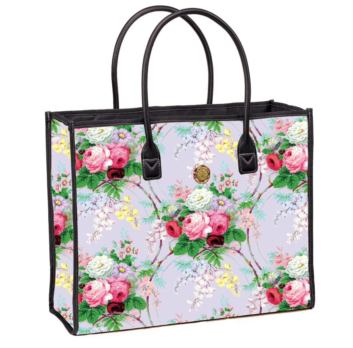 A Lillian Tote Bag with a floral pattern on it.