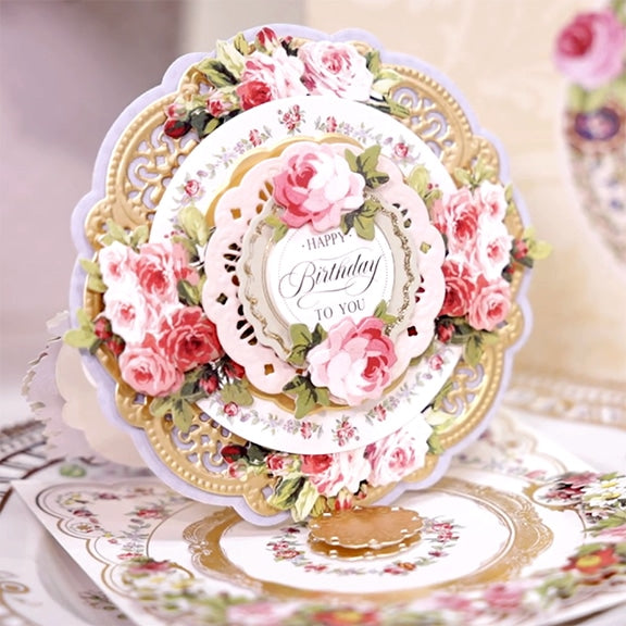 a close up of a plate with flowers on it.