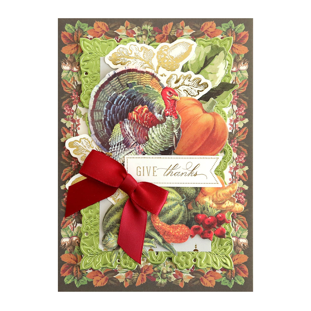 A thanksgiving card with a turkey and a Falloween Perfect Bow.