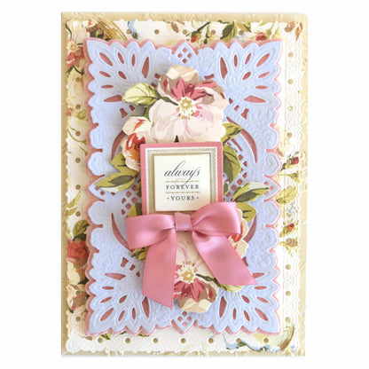 a close up of a card with a bow.