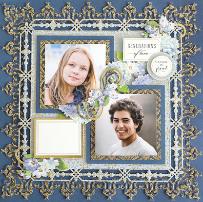 a picture frame with a picture of a boy and a girl.