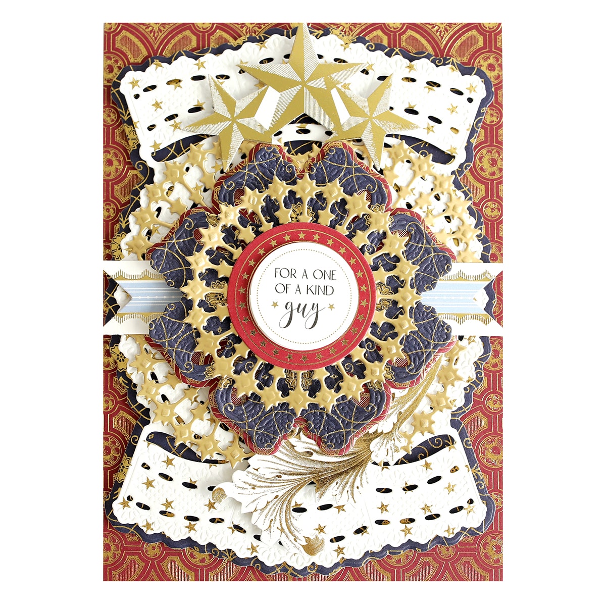 a close up of a card on a white background.