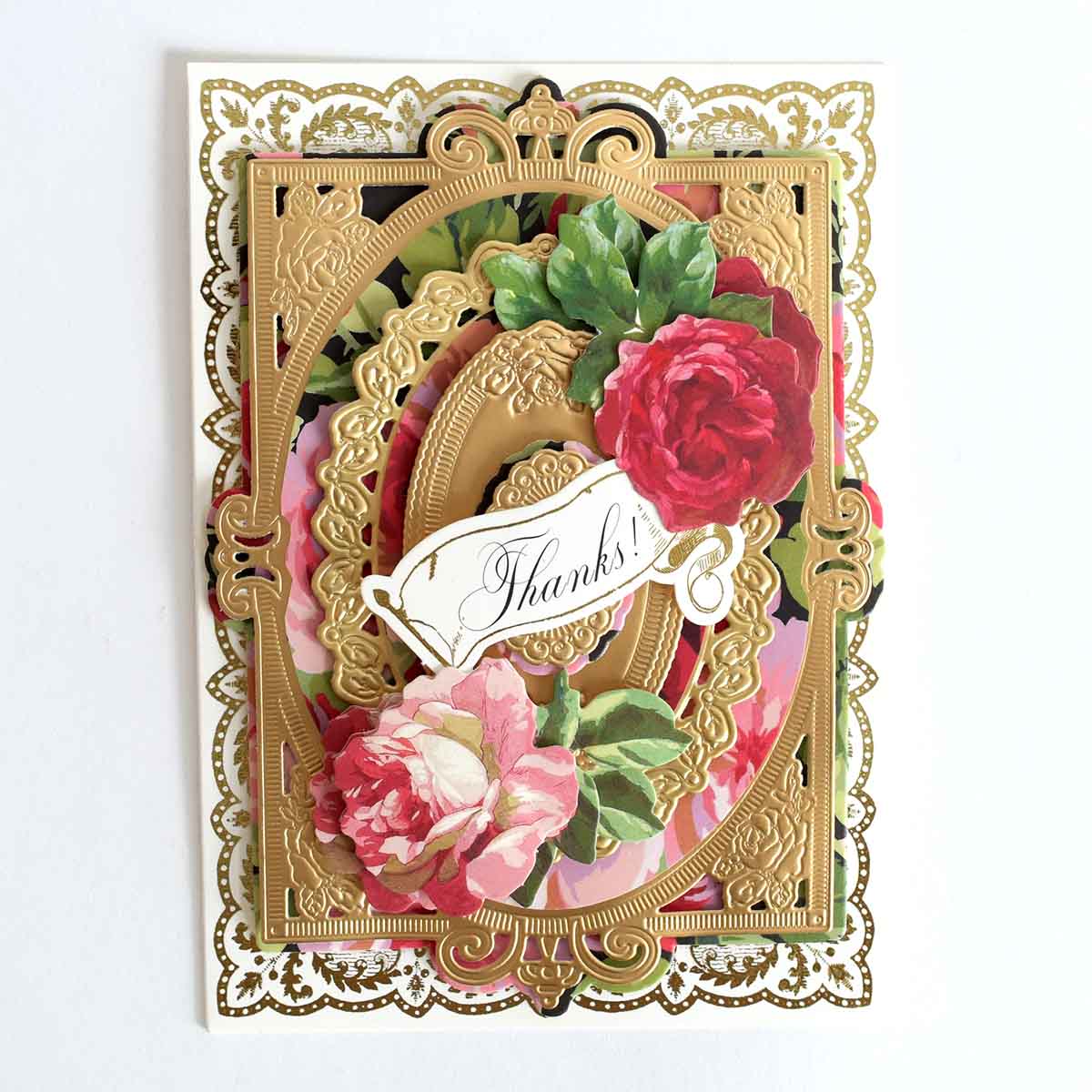 a close up of a card with flowers on it.