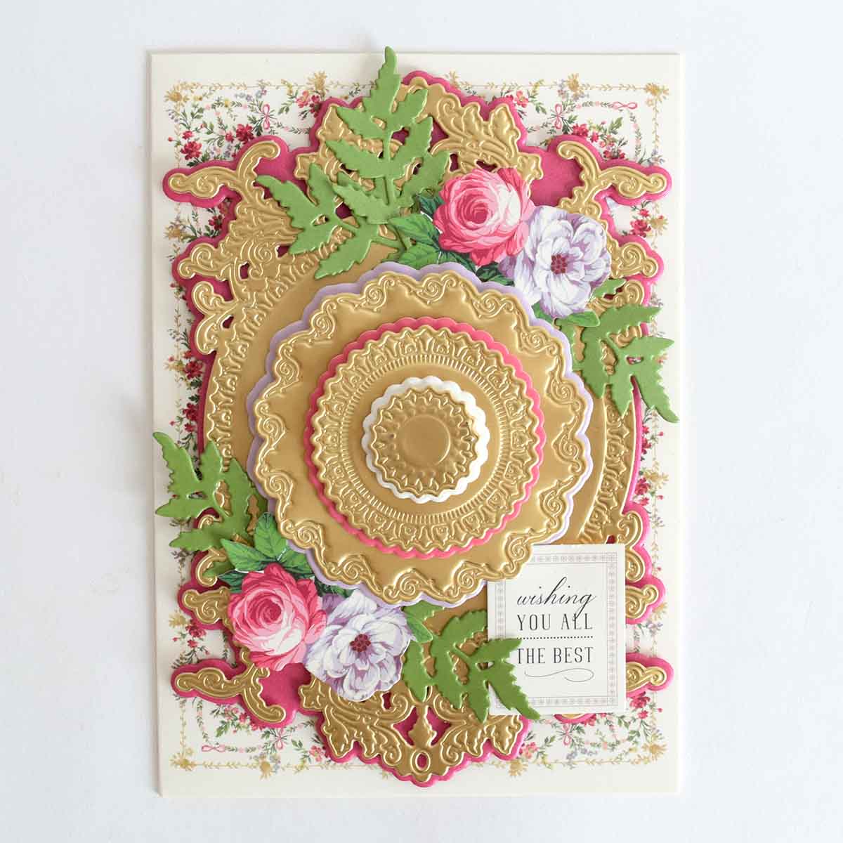 a close up of a card with flowers on it.