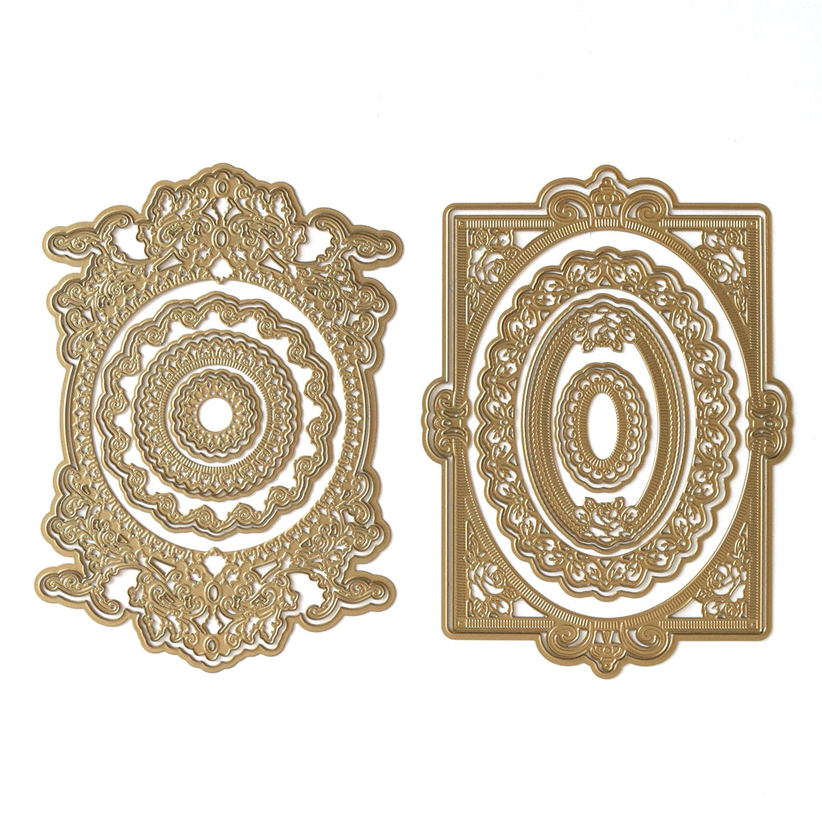 a pair of decorative cut outs on a white background.