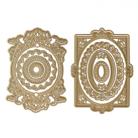 a pair of decorative cut outs on a white background.