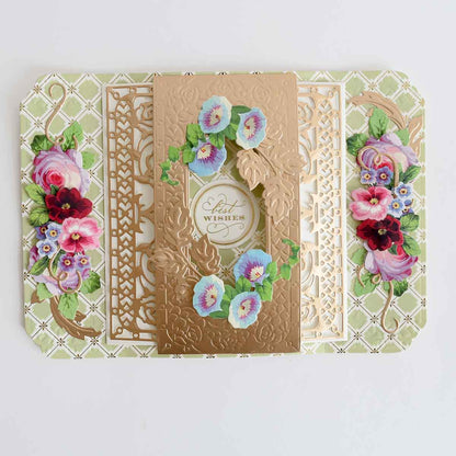 a close up of a card with flowers on it.