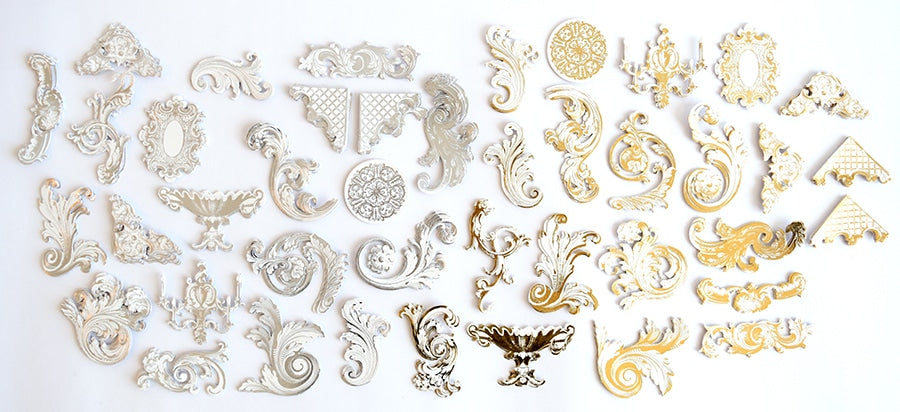 a large collection of decorative wall hangings.