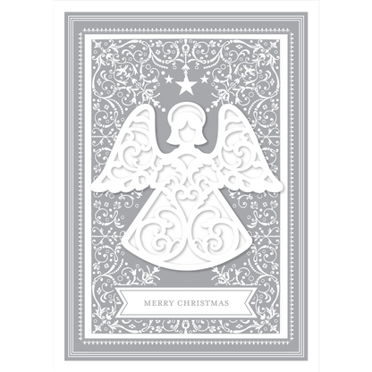 a christmas card with an angel on it.