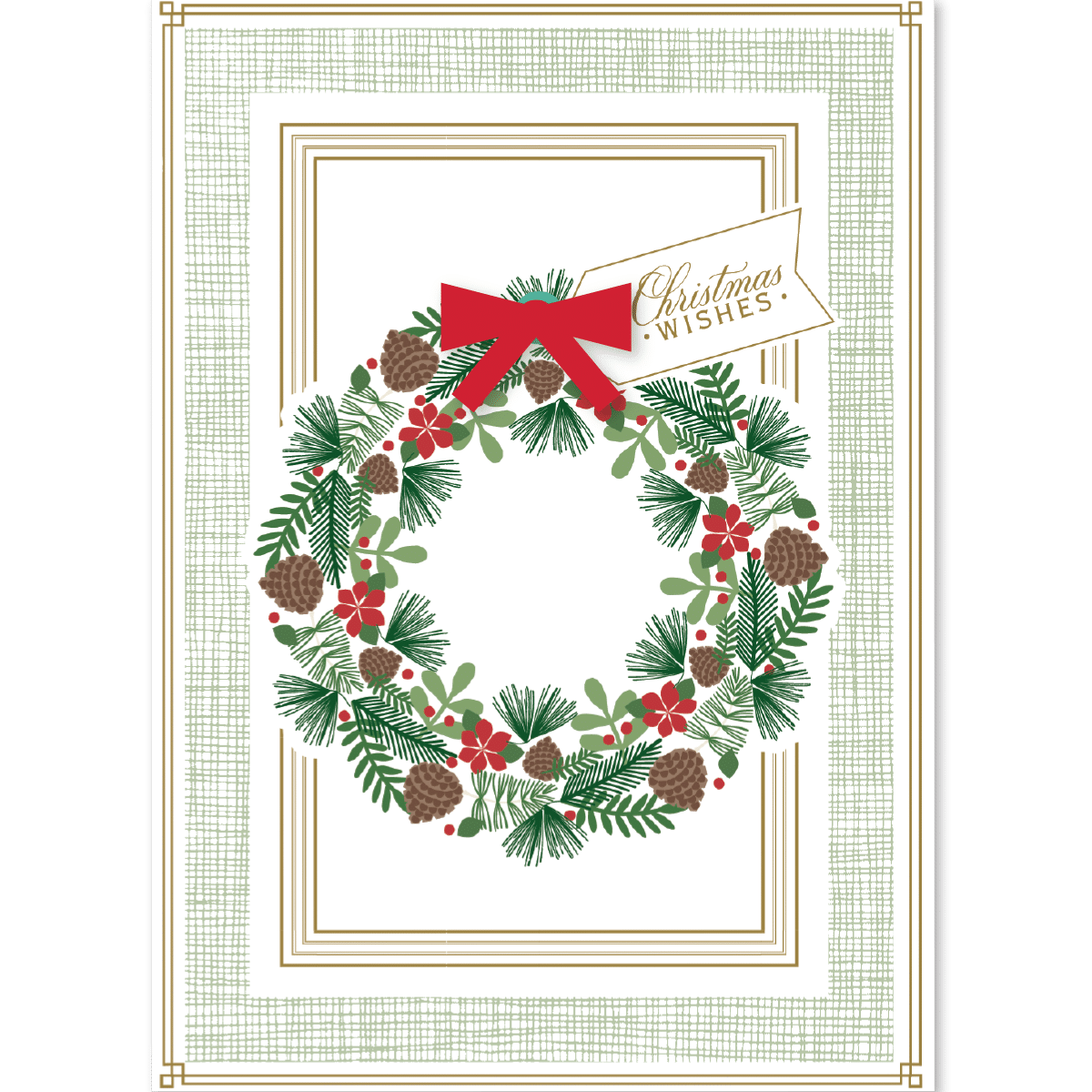 a christmas wreath with a red bow on it.