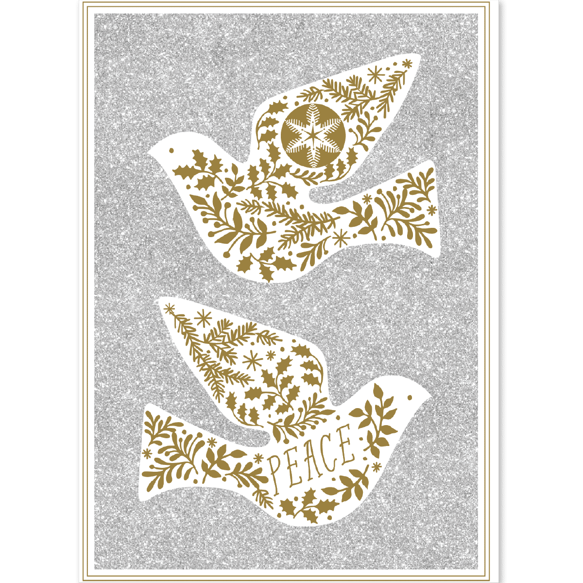 a pair of doves with the words peace on them.