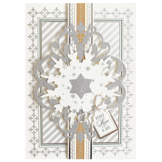 Silver Star Boxed Cards 10ct with snowflake design.