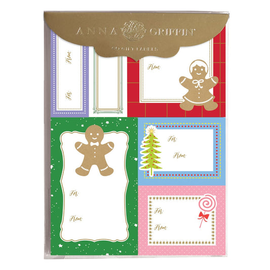 A package of Christmas greeting cards with Gingerbread Lollypop Stickers.