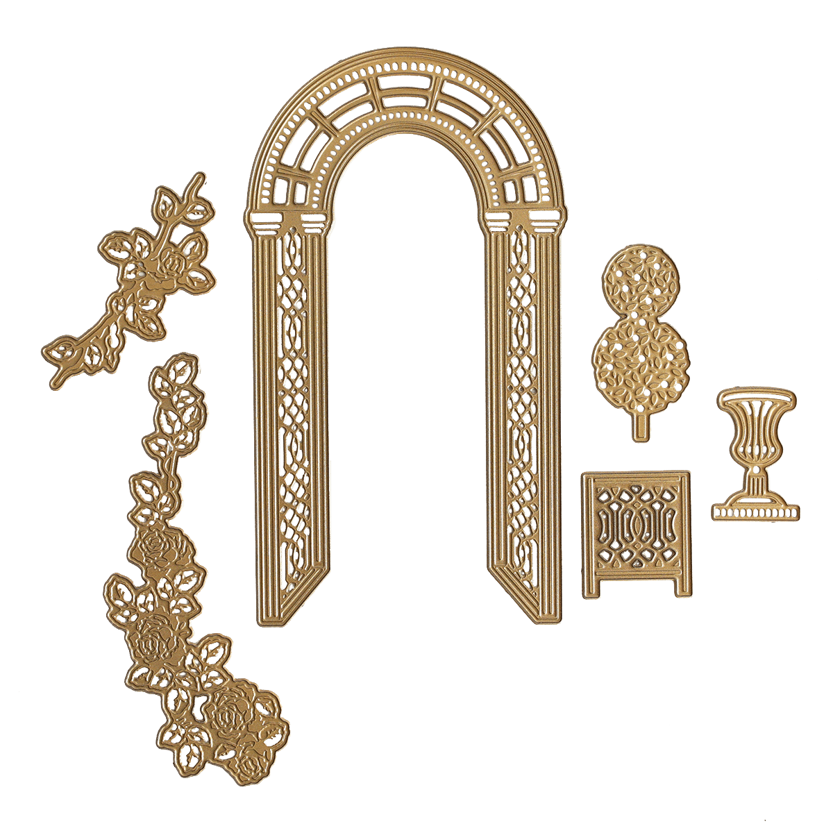a drawing of a set of decorative items.