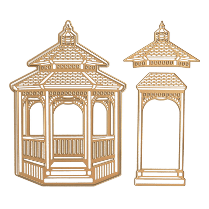 a drawing of a gazebo and a pagoda.