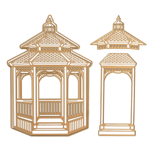 a drawing of a gazebo and a pagoda.