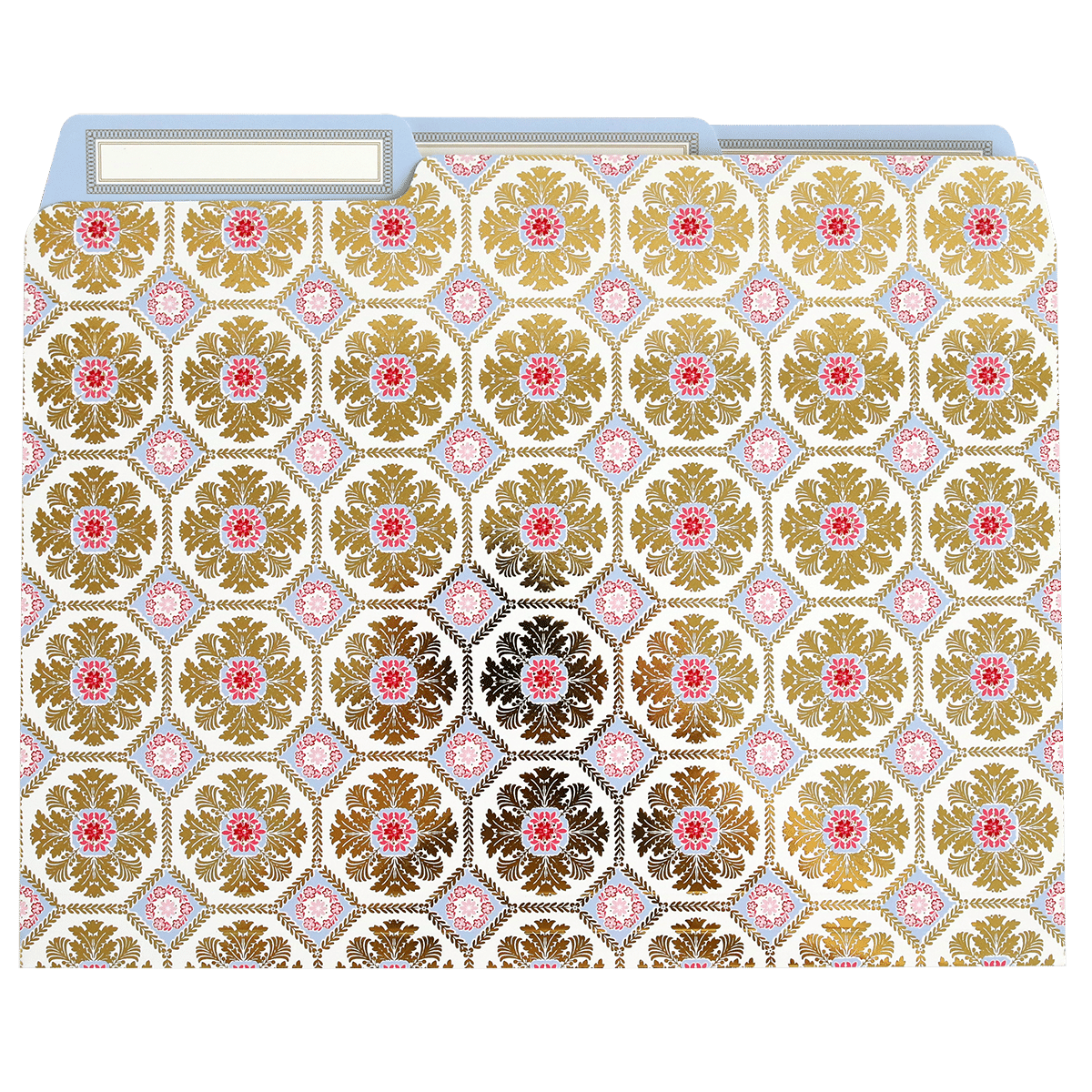 a file folder with a floral pattern on it.