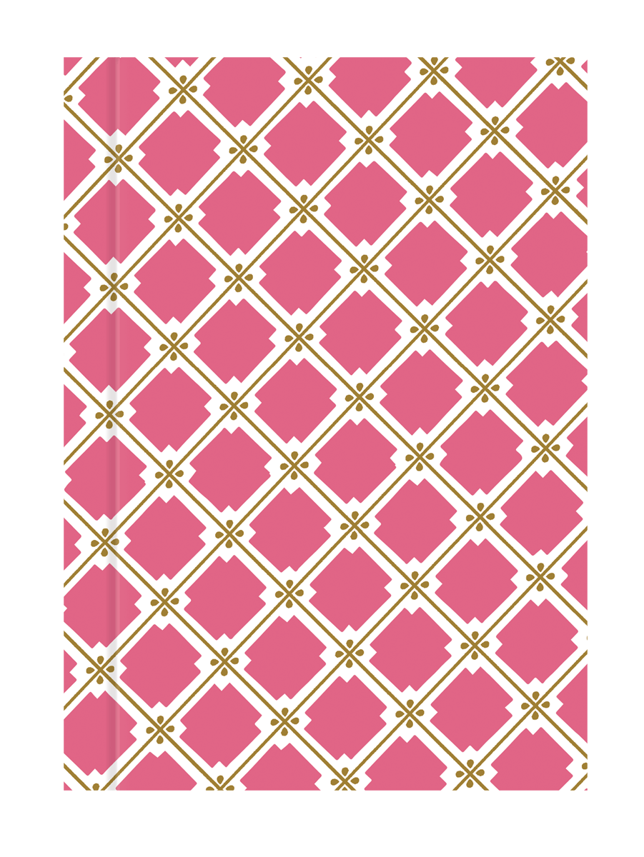 a pink and gold pattern on a white background.