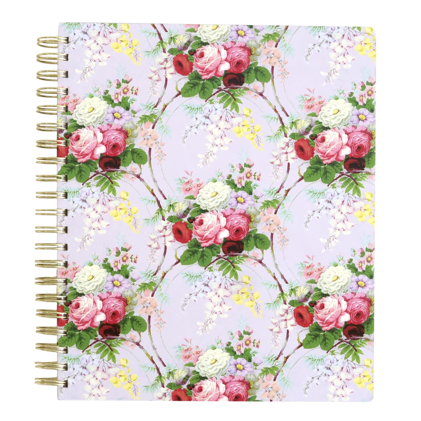 a spiral notebook with flowers on it.