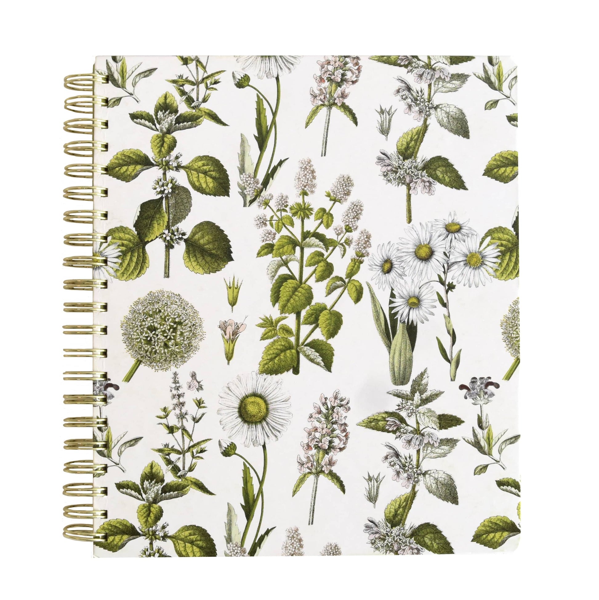 a spiral notebook with a flower pattern on it.
