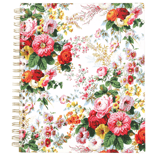 a notebook with a floral pattern on it.