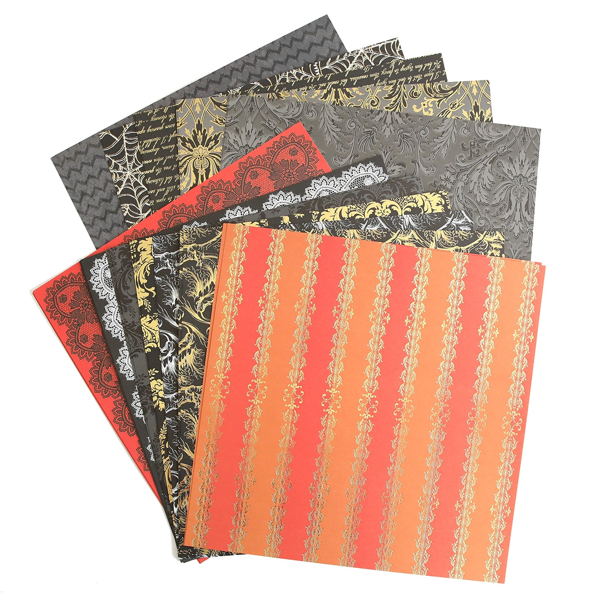 A group of Halloween Doublesided 12x12 Cardstock papers.