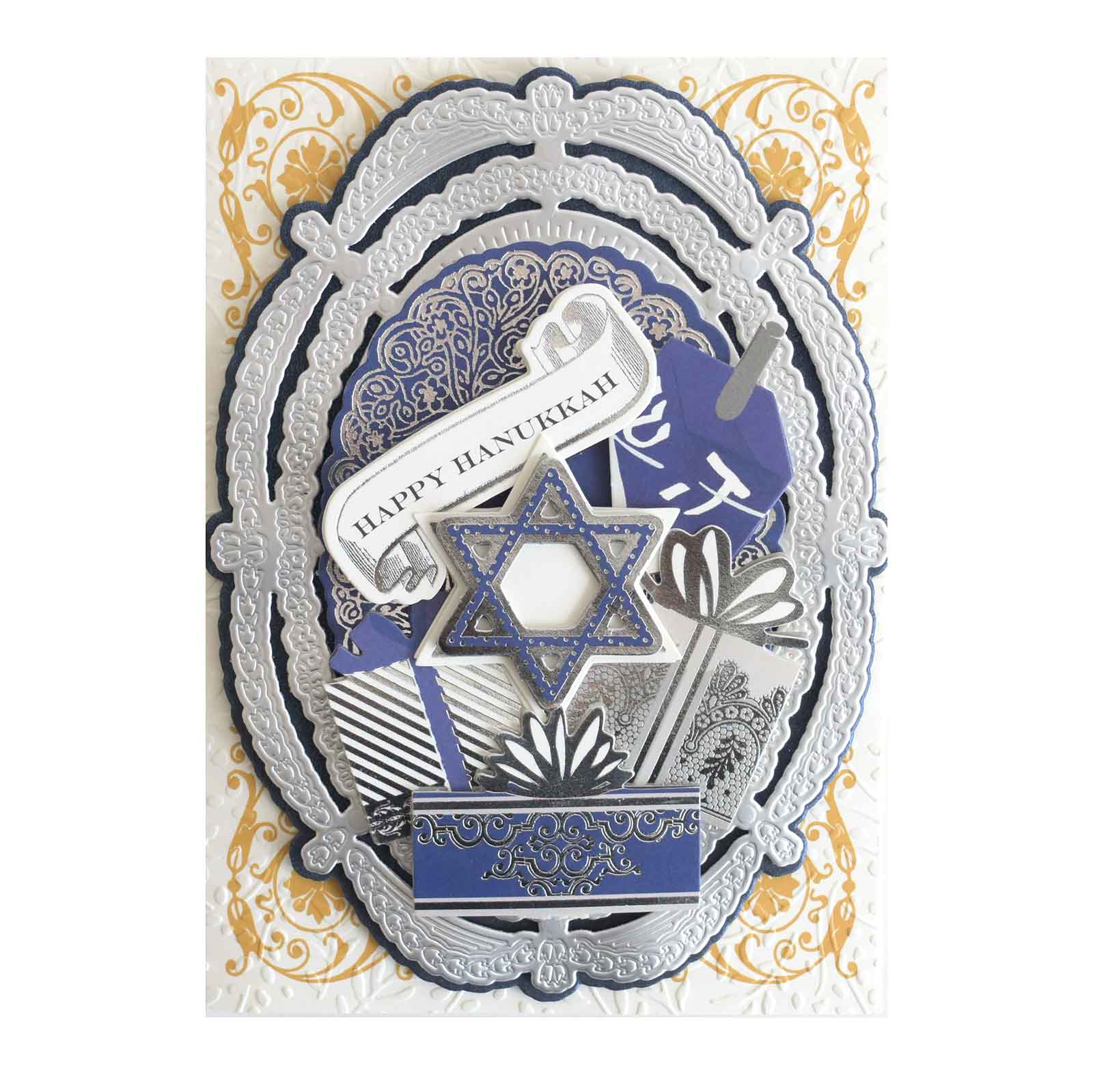 a hanukkah card with a star of david.