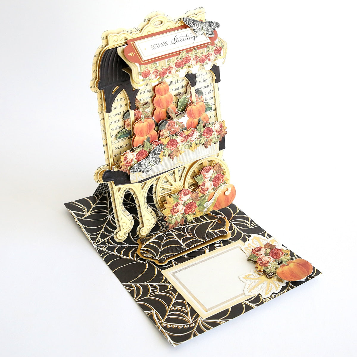 A pop up card with an image of a Haunted Flower Cart/Shop Embellishments.