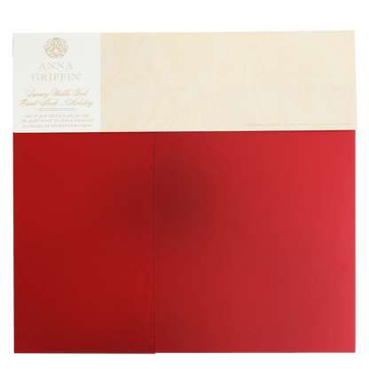 A red and white Holiday Matte Foil Cardstock gift box with a red cover.