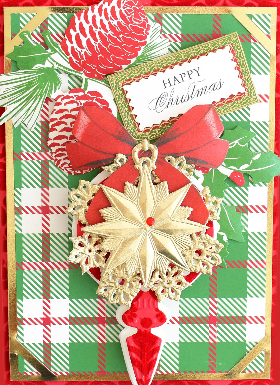 a close up of a christmas ornament on a card.