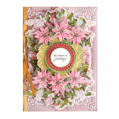 Holiday Vellum Cards and Envelopes with pink poinsettias on them.