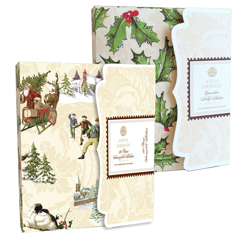 three christmas cards with a picture of a man riding a sleigh.