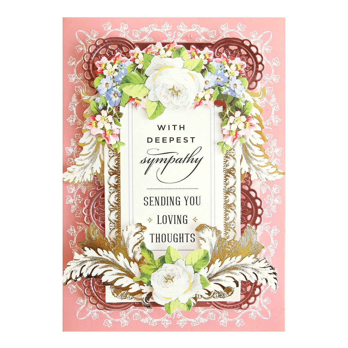 a greeting card with a floral border.