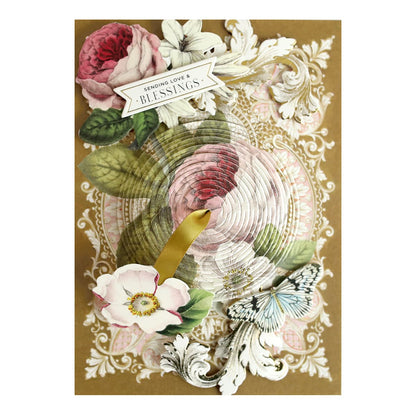 a close up of a card with flowers on it.