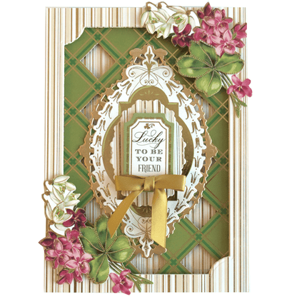 a picture of a card with flowers and a tag.