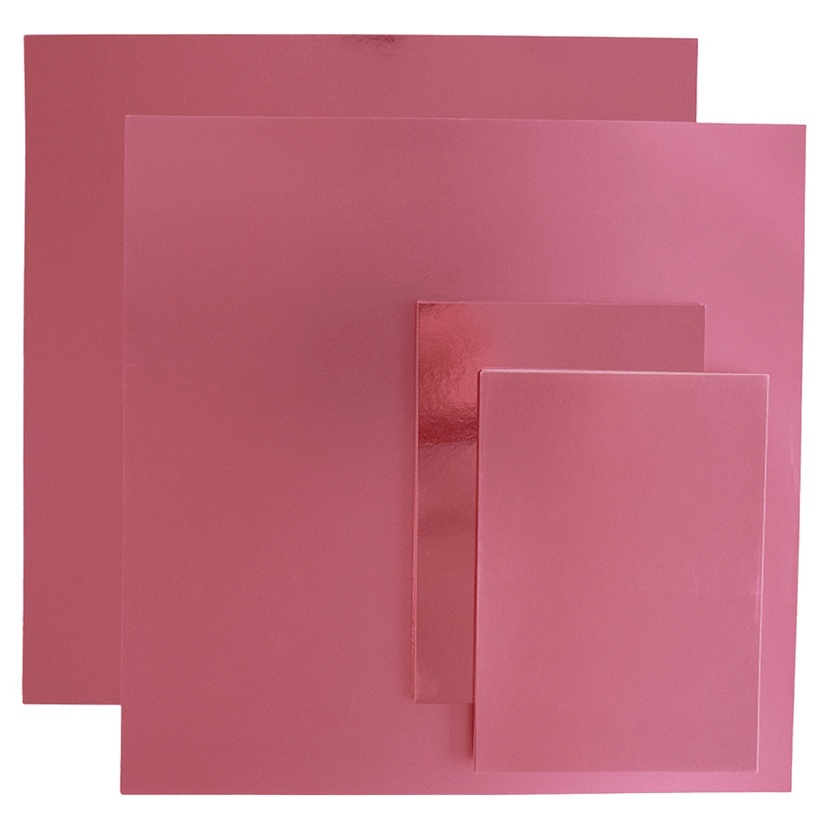 a set of three pink sheets of paper.