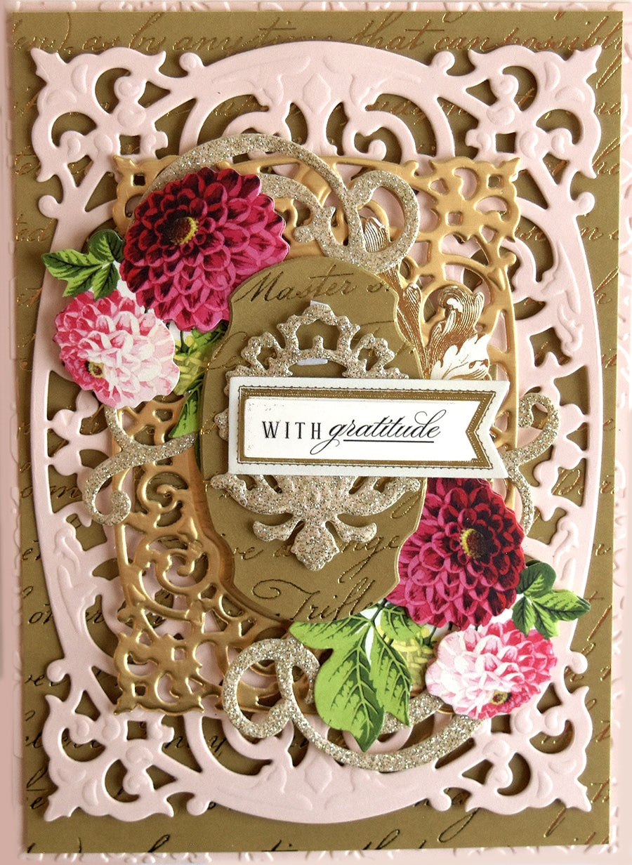 a close up of a card with flowers on it.