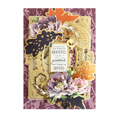 A card with Mini 3D Pumpkin& Leaf Dies on it.