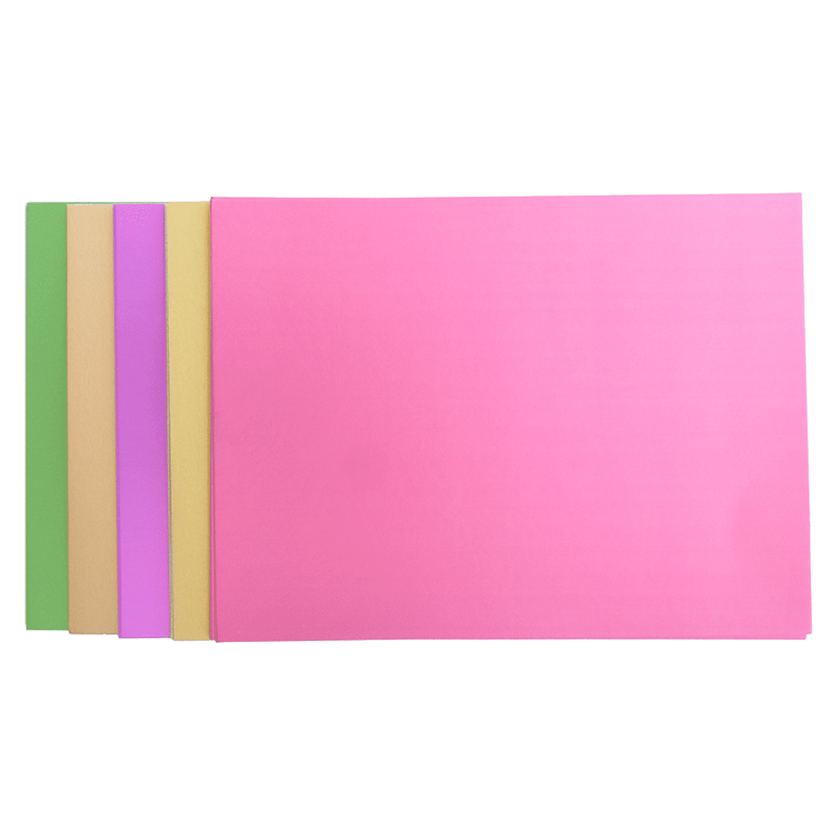 a pink notebook with three different colored pages.