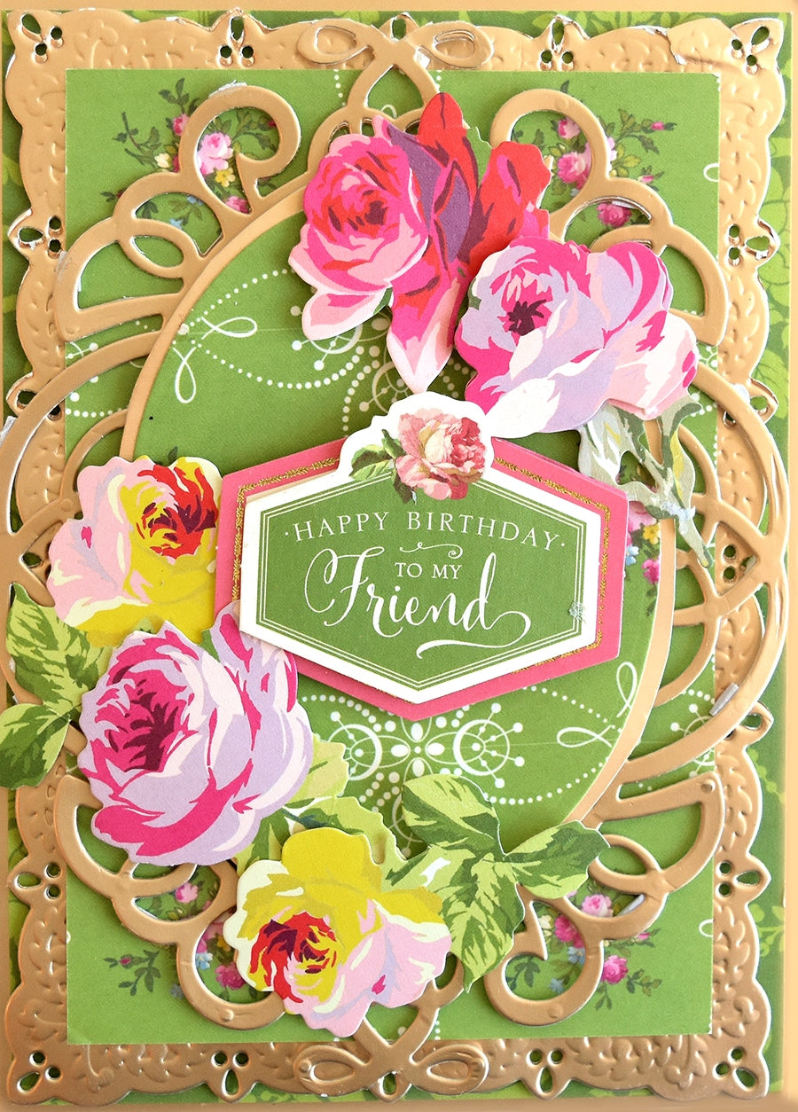 a birthday card with flowers on it.
