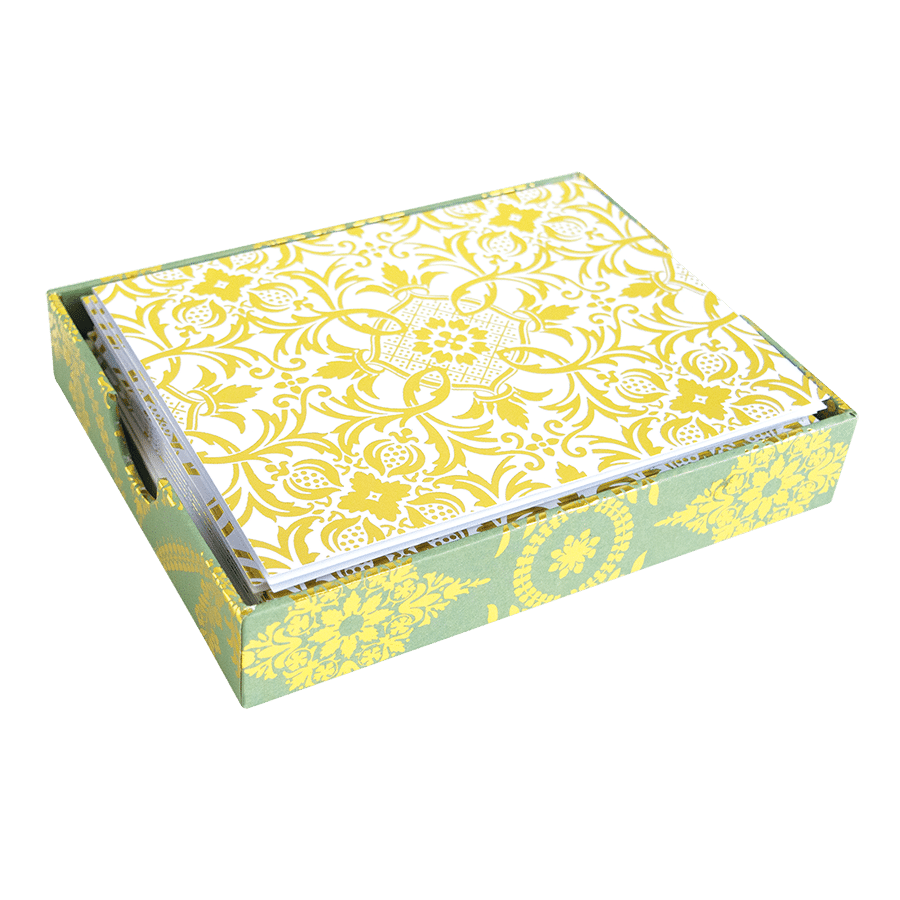 a yellow and white box on a green background.