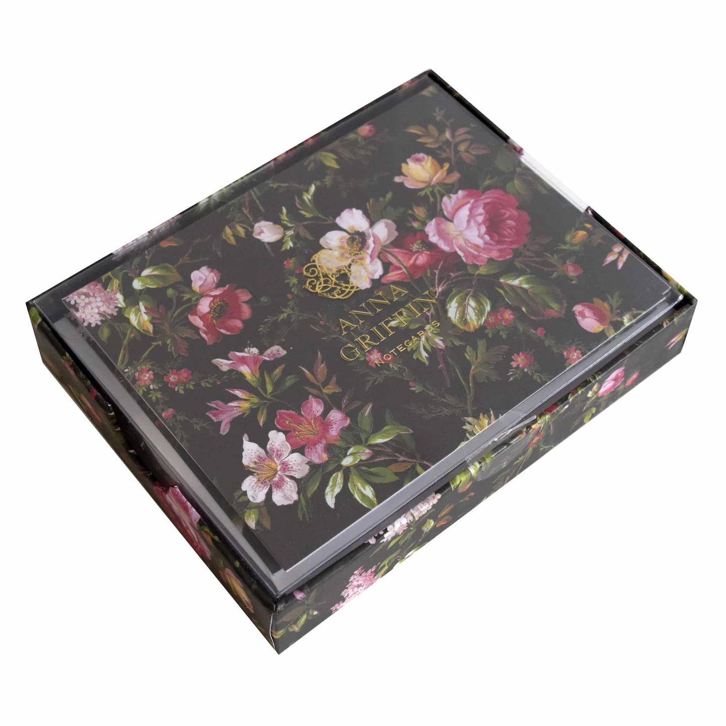 a black box with a floral design on it.