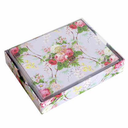 a white box with a floral design on it.