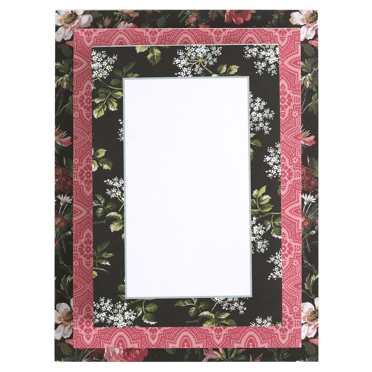 a picture frame with flowers on a black background.