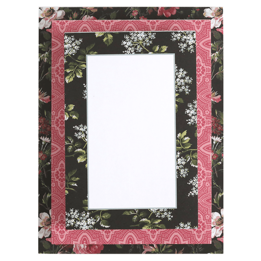 a picture frame with flowers on a black background.