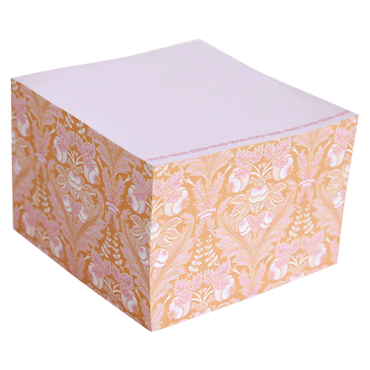 a pink and yellow box with a pattern on it.