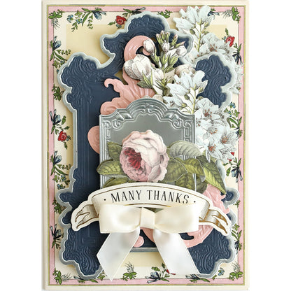 a close up of a card with flowers.