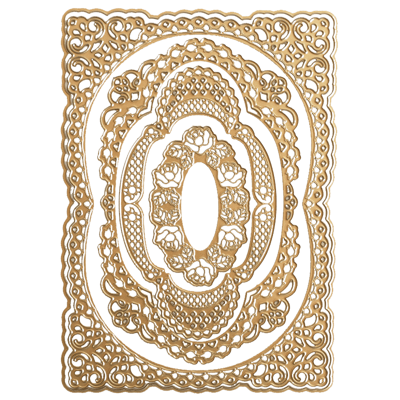 a picture of a gold frame with a green background.